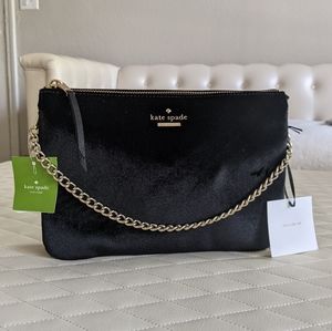 Kate Spade velvet crossbody baguette chain bag NWT